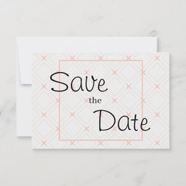 Pastel Peach and Cream Geometric Save The Date (Front)