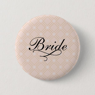 Pastel Peach and Gold Geometric Bride 2 Inch Round Button
