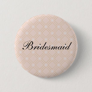 Pastel Peach and Gold Geometric Bridesmaid 2 Inch Round Button