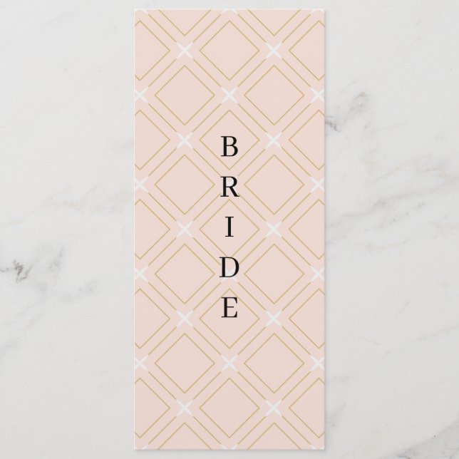 Pastel Peach and Gold Geometric Reserved Chair Menu (Front)