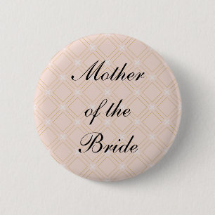 Pastel Peach and Gold GeometricMother of the Bride 2 Inch Round Button