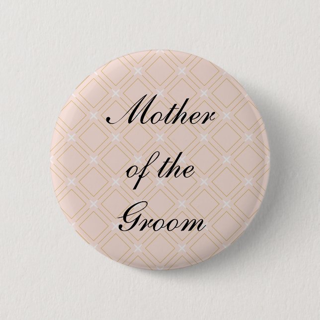 Pastel Peach and Gold Mother of the Groom 2 Inch Round Button (Front)