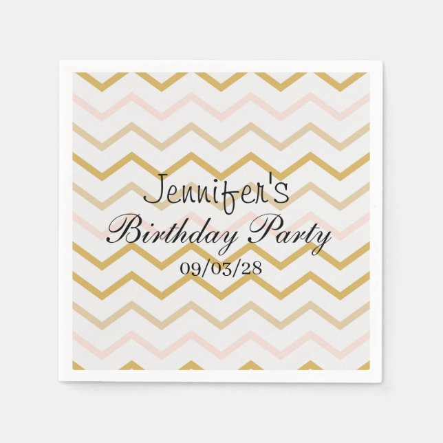 Pastel Peach and Gold Zig Zag Napkin (Front)