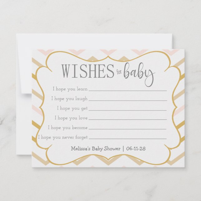 Pastel Peach and Gold Zig Zag Wishes for Baby (Front)