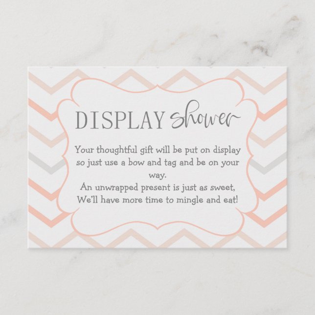 Pastel Peach and Grey Zig Zag Display Shower Enclosure Card (Front)