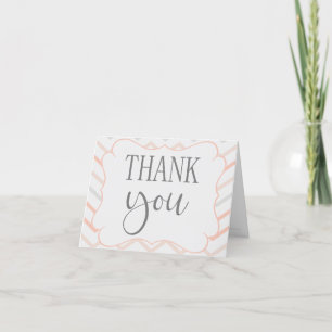 Pastel Peach and Grey Zig Zag Thank You Card
