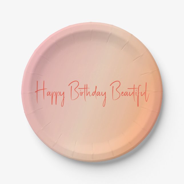 Pastel Peach and Pink Paper Plate (Front)