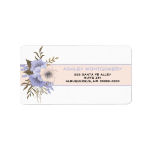 Pastel Peach and Violet Five Petal Wild Roses Label