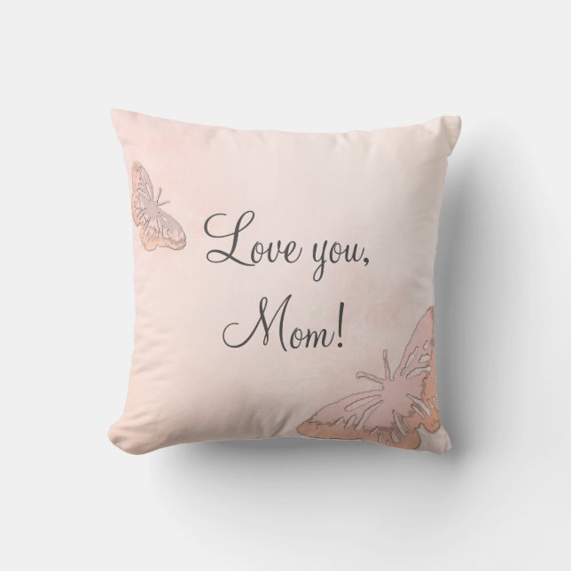 Pastel Peach Butterflies Pillow (Front)