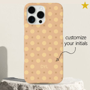 Pastel Peach Dots Pattern Custom Name Initials iPhone 16 Pro Max Case