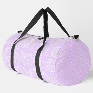 PASTEL PEACH ELABORATE PAISLEY PATTERN & DOTS DUFFLE BAG