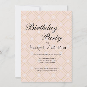 Pastel Peach et Gold Invitation géométrique