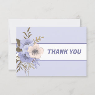 Pastel Peach Floral Violet Five Petal Wild Roses Thank You Card
