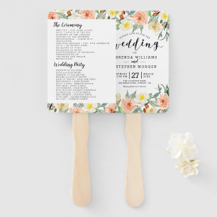 Pastel-peach Flowers Border Hand Fan