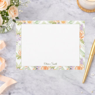 Pastel Peach Lavender Sage Spring Floral Card