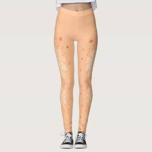 Pastel Peach Mandala Minimalist Yoga Leggings