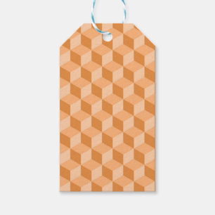 PASTEL PEACH ORANGE GEOMETRIC CUBE PATTERNS GIFT TAGS