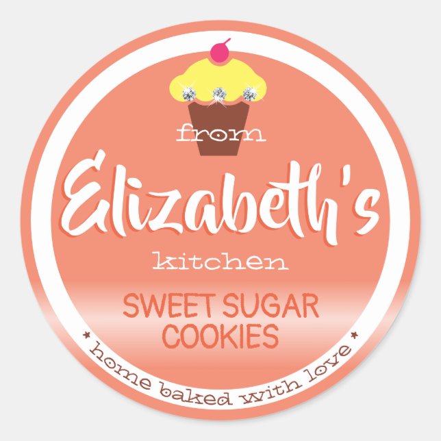 Pastel Peach Orange Sweet Cupcake Étiquettes (Devant)