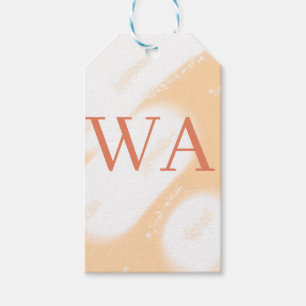 Pastel peach orange white monogram retro bold name gift tags