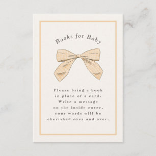 Pastel Peach Plaid Bow Elegant Baby Shower Enclosure Card