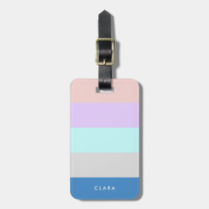 pastel peach purple mint grey blue colour block luggage tag