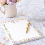 Pastel Peach Purple Spring Floral Name Notepad<br><div class="desc">Celebrate Mom with the soft beauty of spring tulips. This elegant Pastel Peach Purple Spring Floral Custom Name Notepad features delicate watercolor tulips in a graceful palette of pastel peach and soft purple with fresh green stems, creating a light and timeless floral design perfect for Mother’s Day gifting. The gentle...</div>