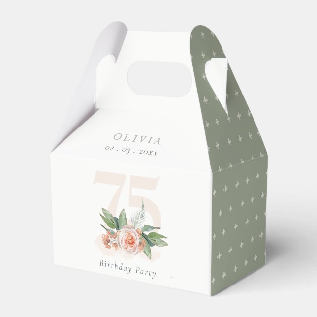 Pastel Peach Rose Floral Bunch Any age Birthday Favor Box (Front Side)