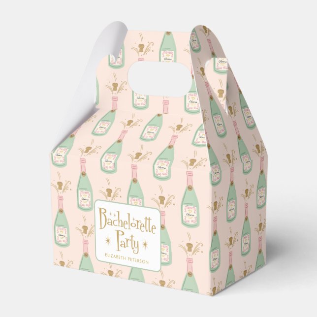 Pastel Peachy Bachelorette Party Sparkle Favor Box (Front Side)