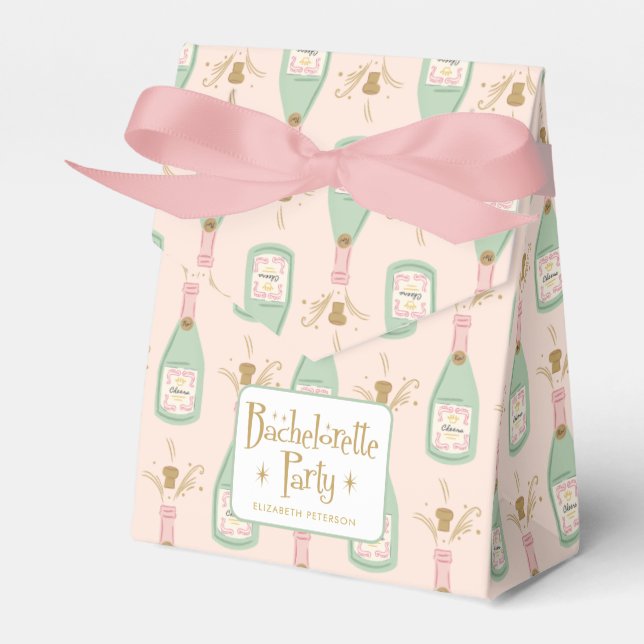 Pastel Peachy Bachelorette Party Sparkle Favor Box (Front Side)