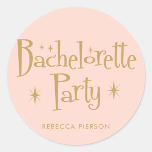 Pastel Peachy handwritting Bachelorette Party Classic Round Sticker