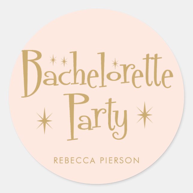 Pastel Peachy handwritting Bachelorette Party Classic Round Sticker (Front)