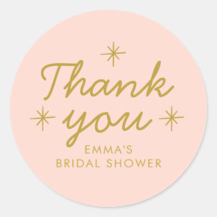 Pastel Peachy handwritting Bridal Shower Classic Round Sticker