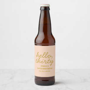 Pastel Peachy Hello Thirty Birthday  Favor Box Beer Bottle Label