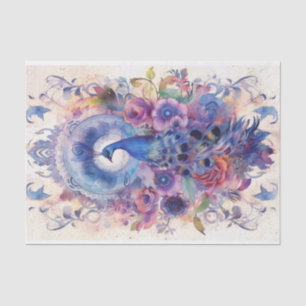 Pastel Peacock and Florals Tissue Paper