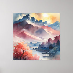 Pastel Peaks and Calm Waters Canvas Print