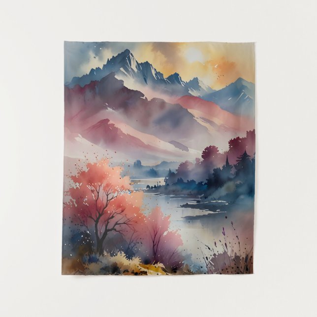 Pastel Peaks and Calm Waters Tapestry (Front)