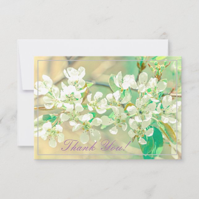 Pastel Pear Tree Blossoms Thank You Flat Card (Front)