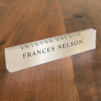 Pastel Pearl Gold Glam Metallic Look Stylish Serif Nameplate