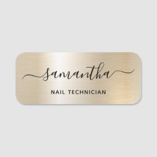 Pastel Pearl Gold Glam Signature Name Job Title Tag