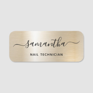 Pastel Pearl Gold Glam Signature Name Job Title Tag
