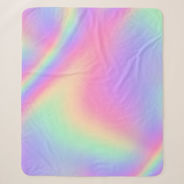 pastel pearl holographic sherpa blanket (Front)