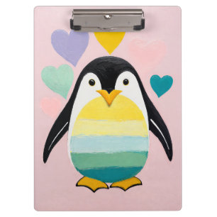 Pastel Penguin Heart Clipboard