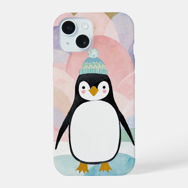 Pastel Penguin Peak iPhone 15 Case (Back)