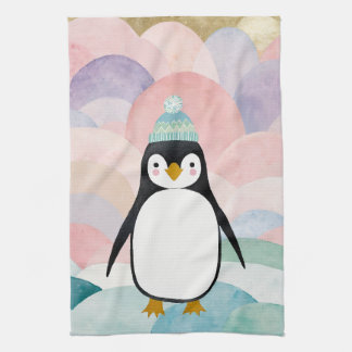Pastel Penguin Peak Kitchen Towel