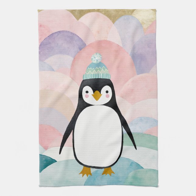 Pastel Penguin Peak Kitchen Towel (Vertical)