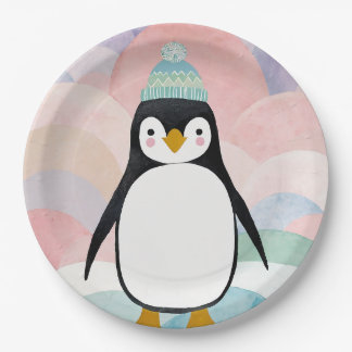 Pastel Penguin Peak Paper Plate