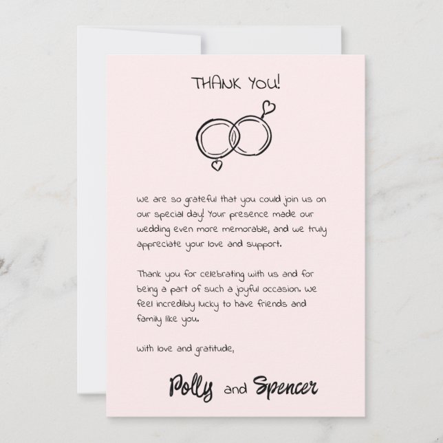 Pastel Penmanship Thank You Card Blush (Front)