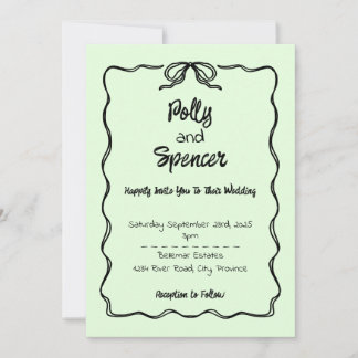 Pastel Penmanship Wedding Invitation Pale Fern