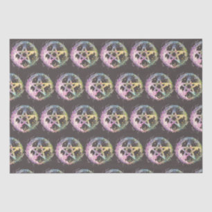 Pastel Pentagram Witchcraft Dark Grey Halloween Tissue Paper