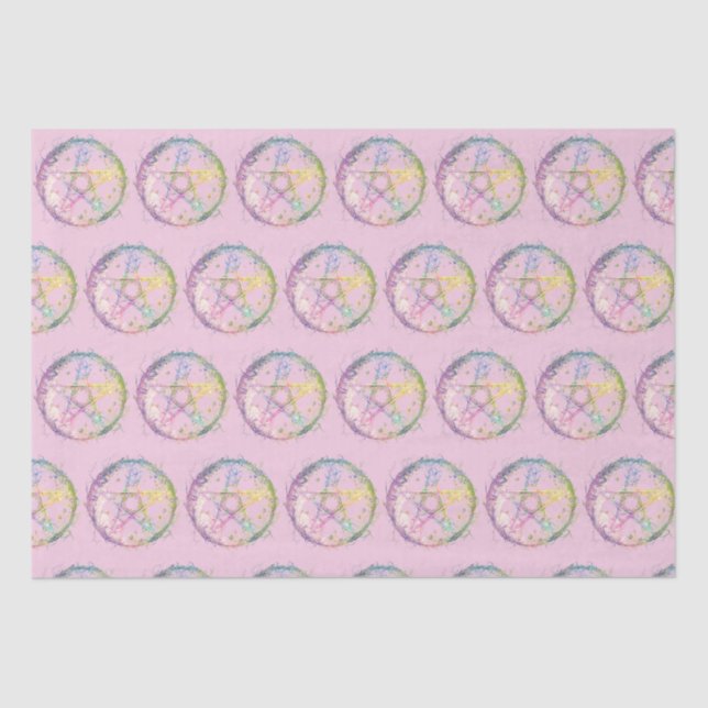 Pastel Pentagram Witchcraft Light Pink Halloween Tissue Paper (Front)